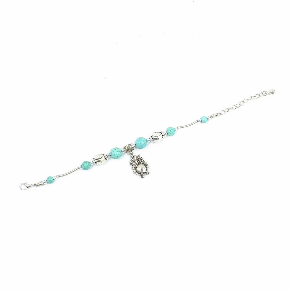 Owl "Turquoise" Bead Bracelet NWT- - Picture 2 of 4
